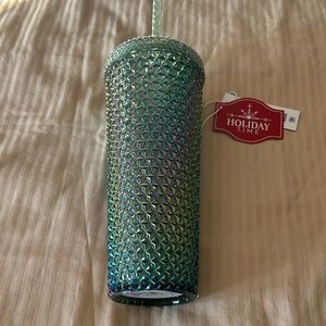 Holiday time textured tumbler nwt